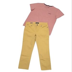 Talbots Slim Ankle Flawless 5-Pocket Crop Jean Lemon Mid Waist Rise Raw Hem Edgy